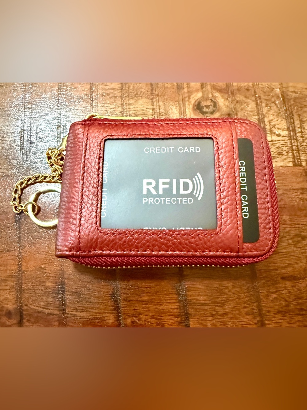 RFID Protected Red Card Wallet with Keychain NWT
